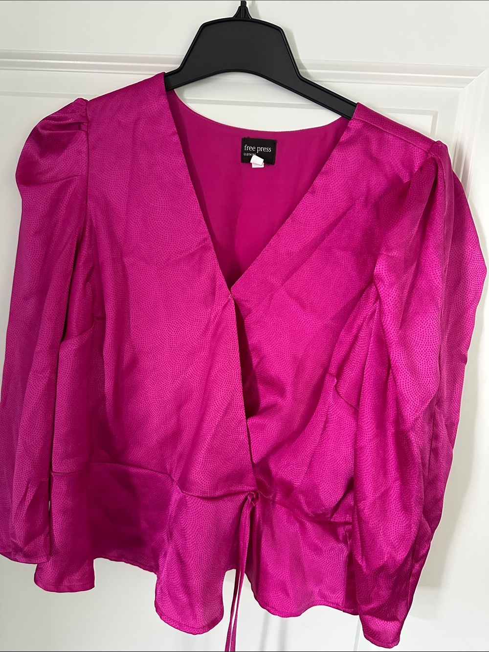 free press Bright Fuchsia Wrap Top with Tie Front